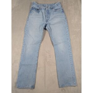 Levis 501 Jeans Womens 32 Blue Light Wash Straight Button Fly Denim